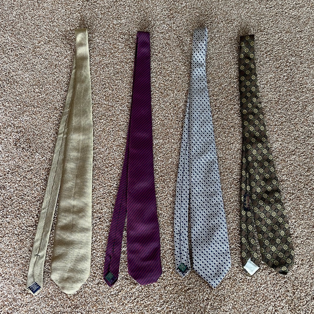4 Men's neck ties - 3 JCrew, 1 - 1940's vintage made in Colorado